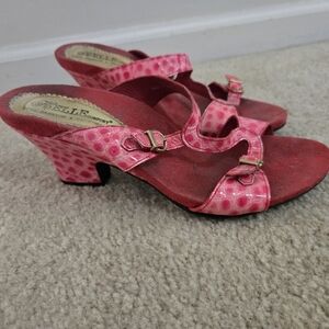 Helle Comfort Red/Pink Leapord Print Women's Heels
